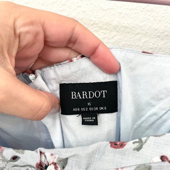 Bardot Kiah Corset Mini Dress Blue Rose Floral Linen Size XS US 2 - Picture 3 of 7